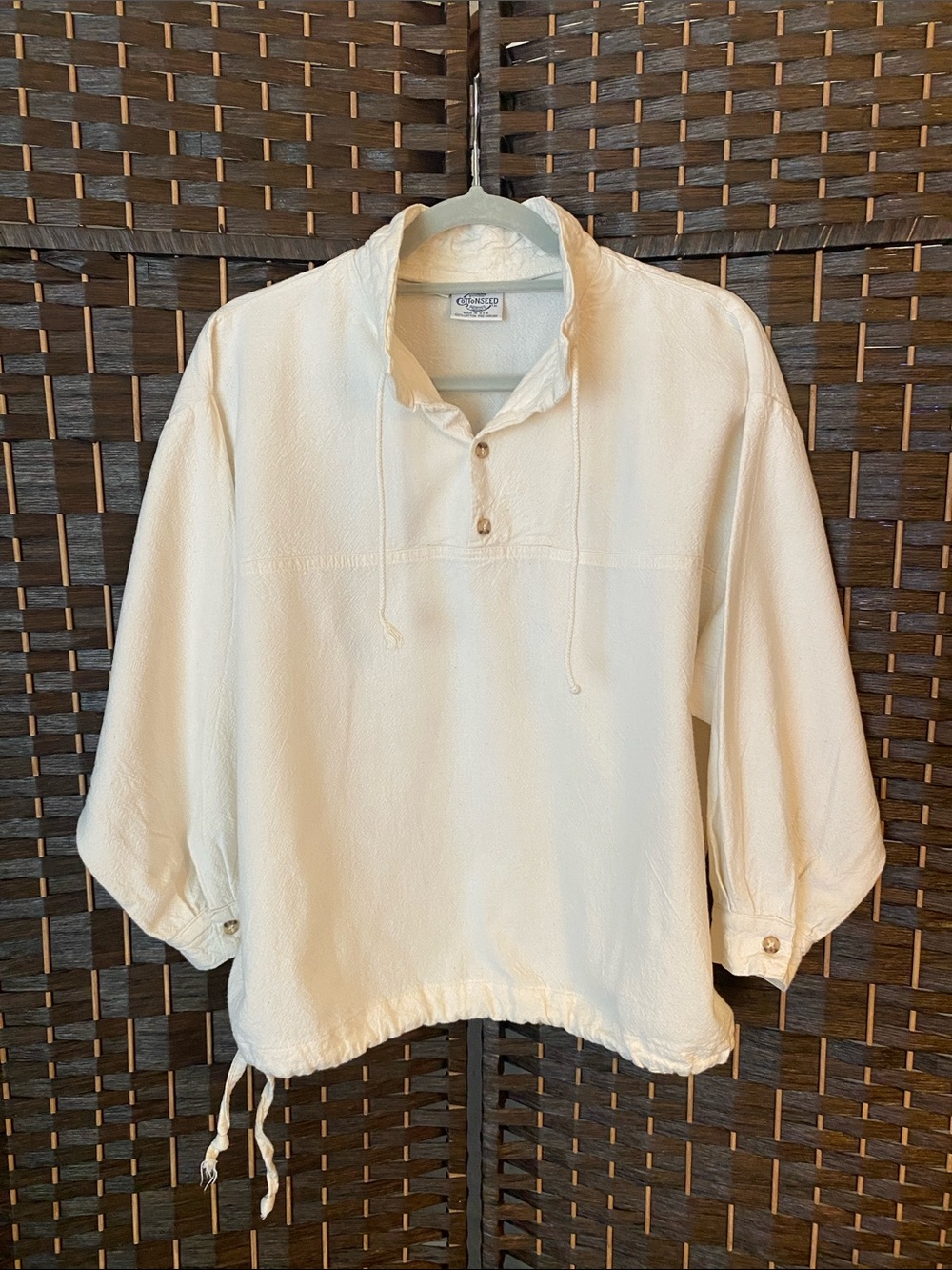 Cottonseed Cream Textured Pullover Unisex Size Small 100% Pre Shrunk Cotton